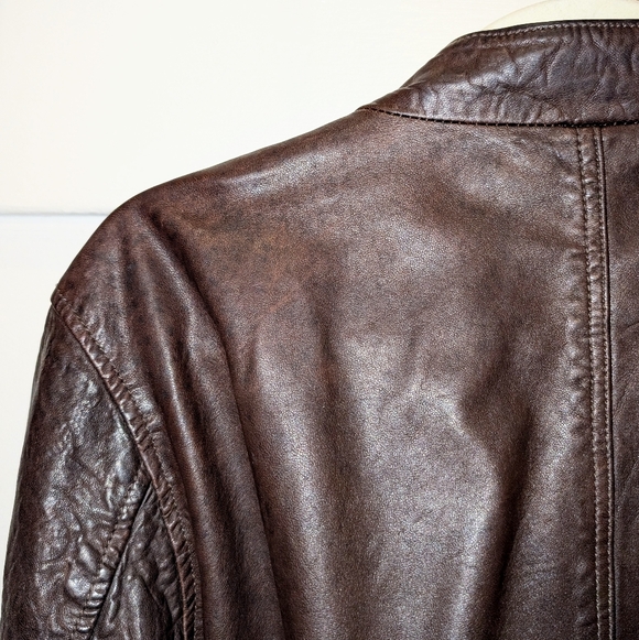 Madewell Leather Aviator Bomber Jacket In Dark Coffee Size XL - Picture 5 of 7